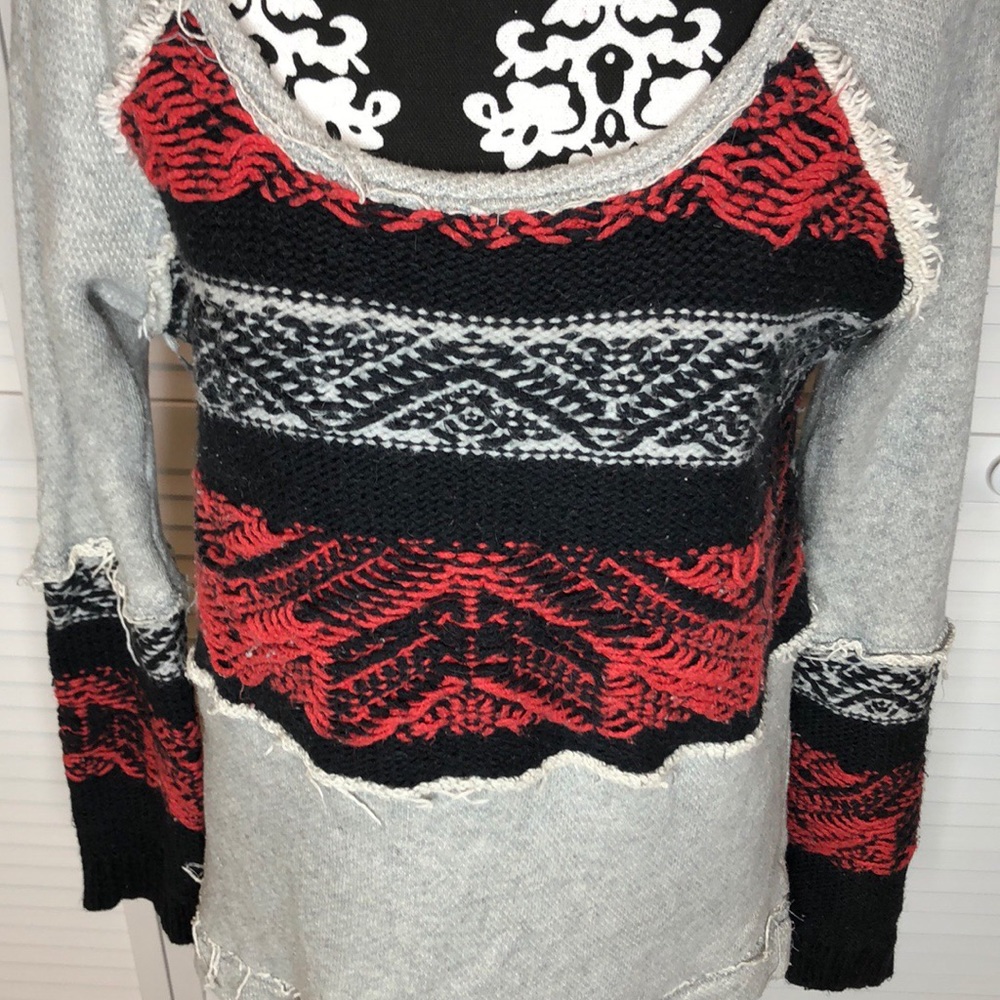 Free People Snow Angel Distressed Scoop Neck Pullover Sweater Medium - Picture 3 of 7